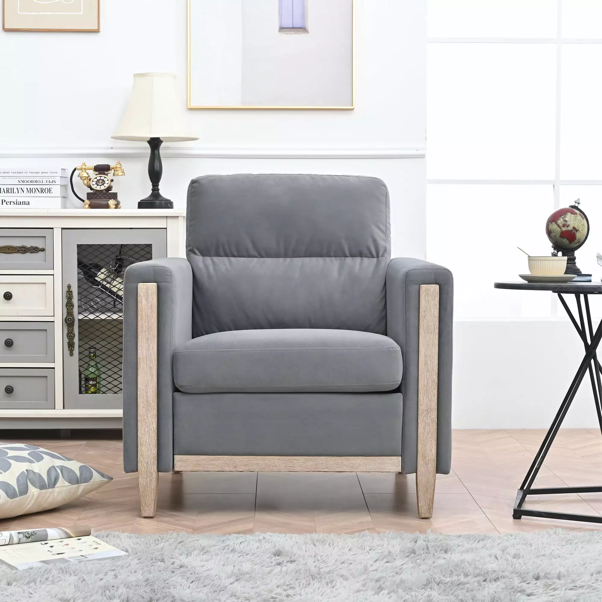 1 Seater Sofa Living Room Gray Jamini