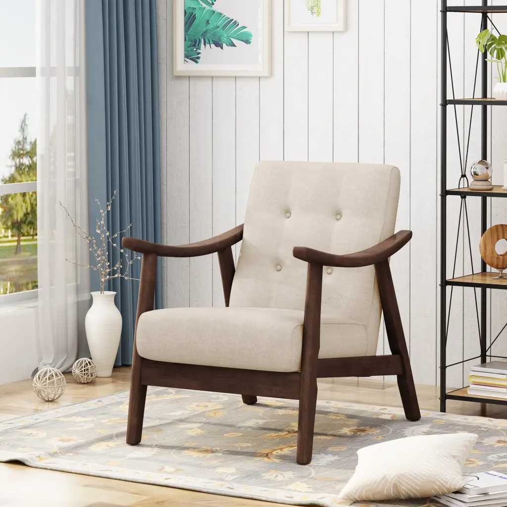 Beige Fabric 1 Seater Sofa Living Room nh-bc furniturings