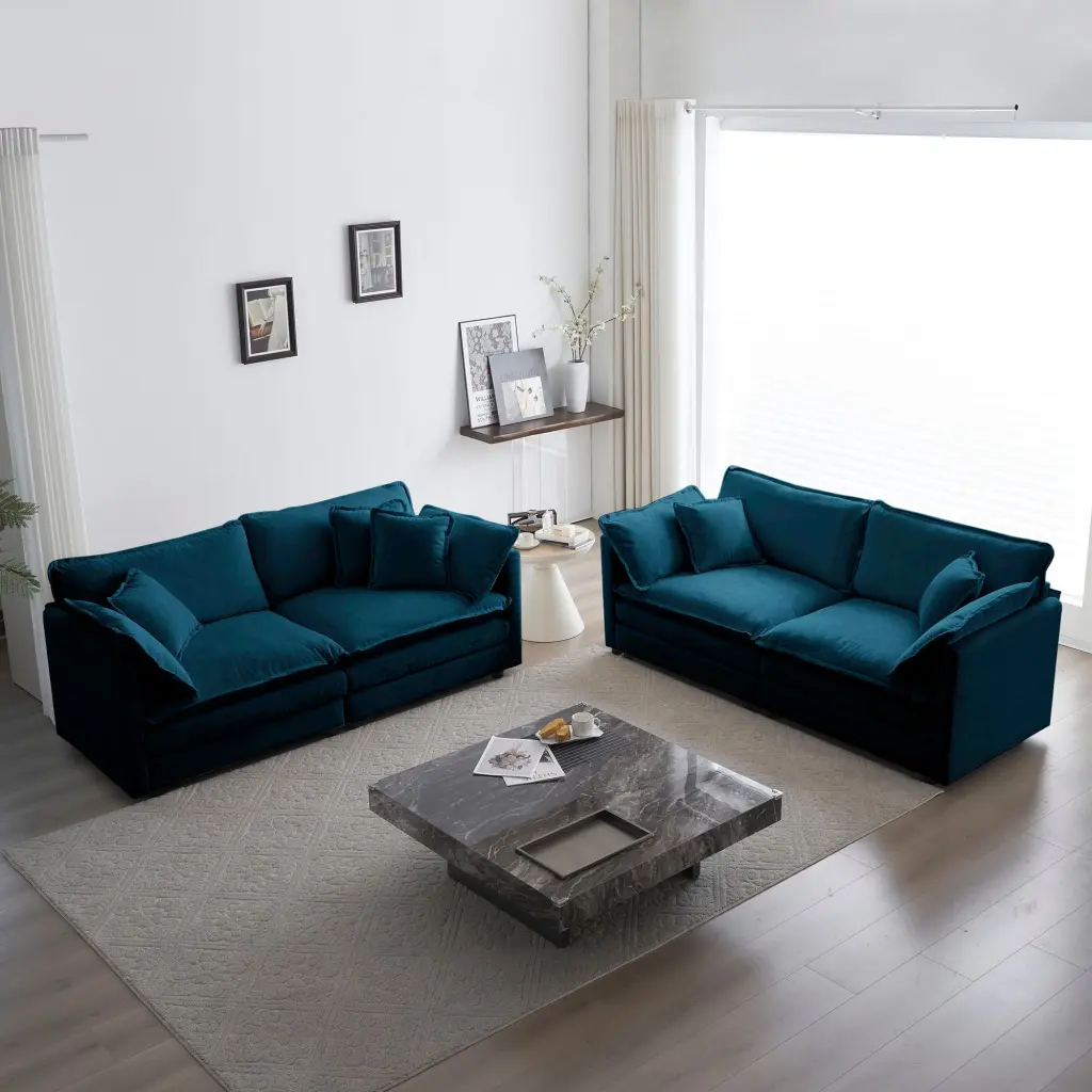 2 Piece Living Room Set Upholstered Loveseat And Couch Modern Design ui furniture