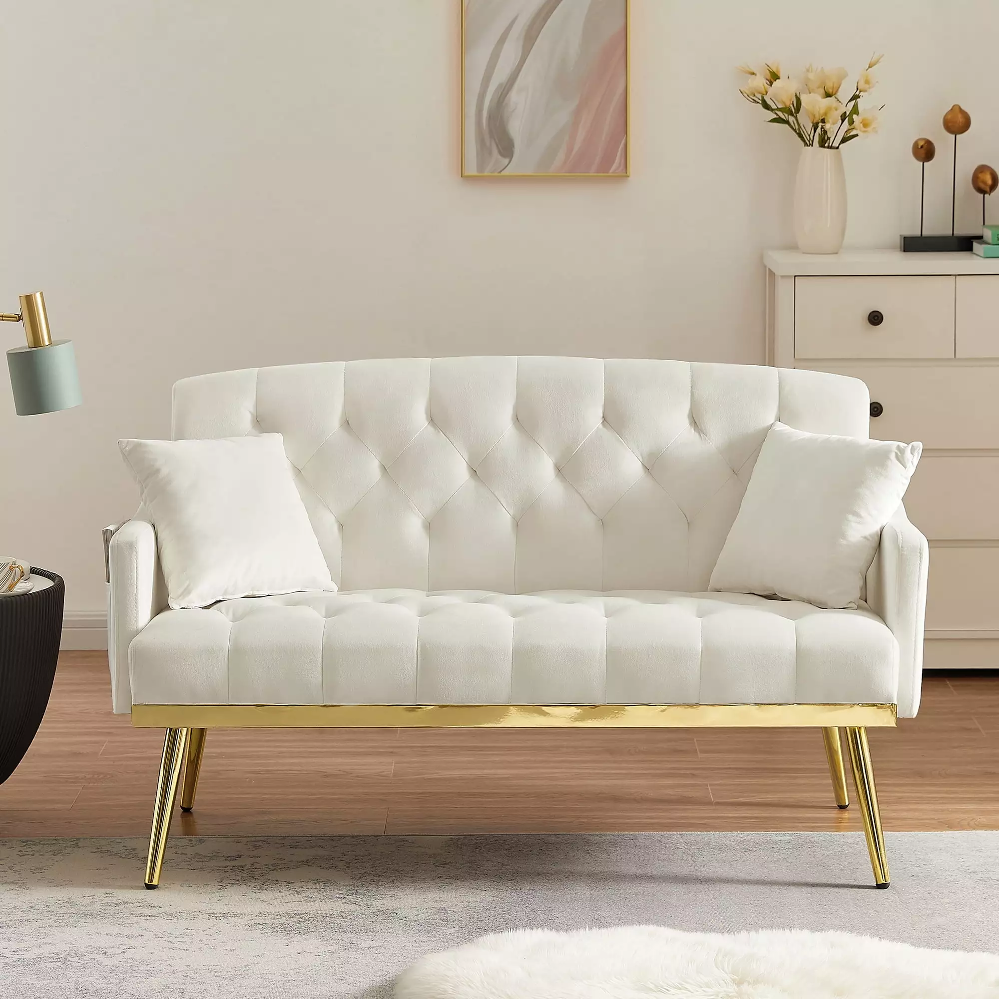 Cream White 2-Seater Sofa Modern Living Rooms CNCJ
