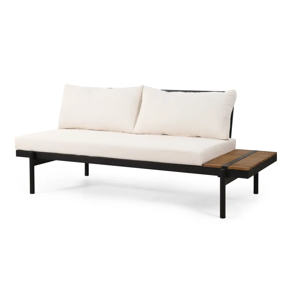 Theo 2 Seater Sofa Right Side Cream Acacia Wood Modern Living Room Couch nh-gardenpara