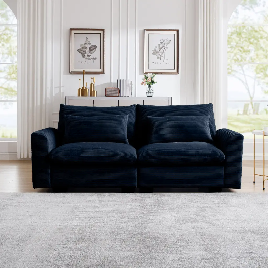 Modern 2 Seater Corduroy Fabric Sofa Armrests Small Apartments ui furniture