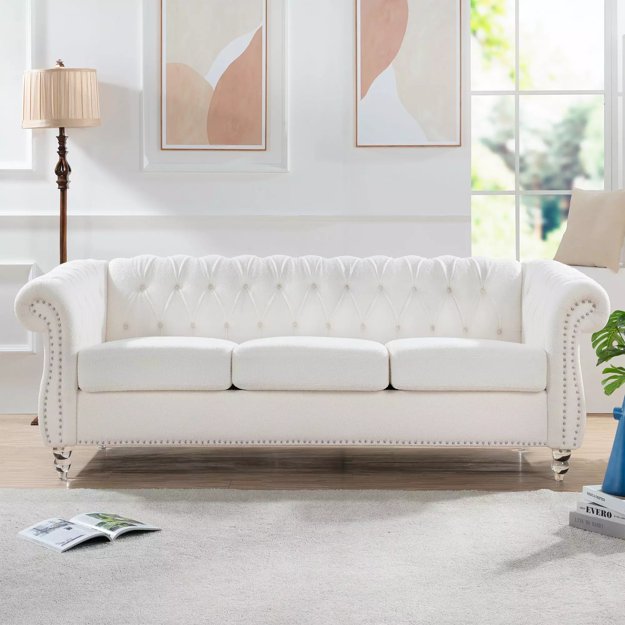 84.65 Rolled Arm 3 Seater Sofa Comfortable Living Room Furniture CNCJ