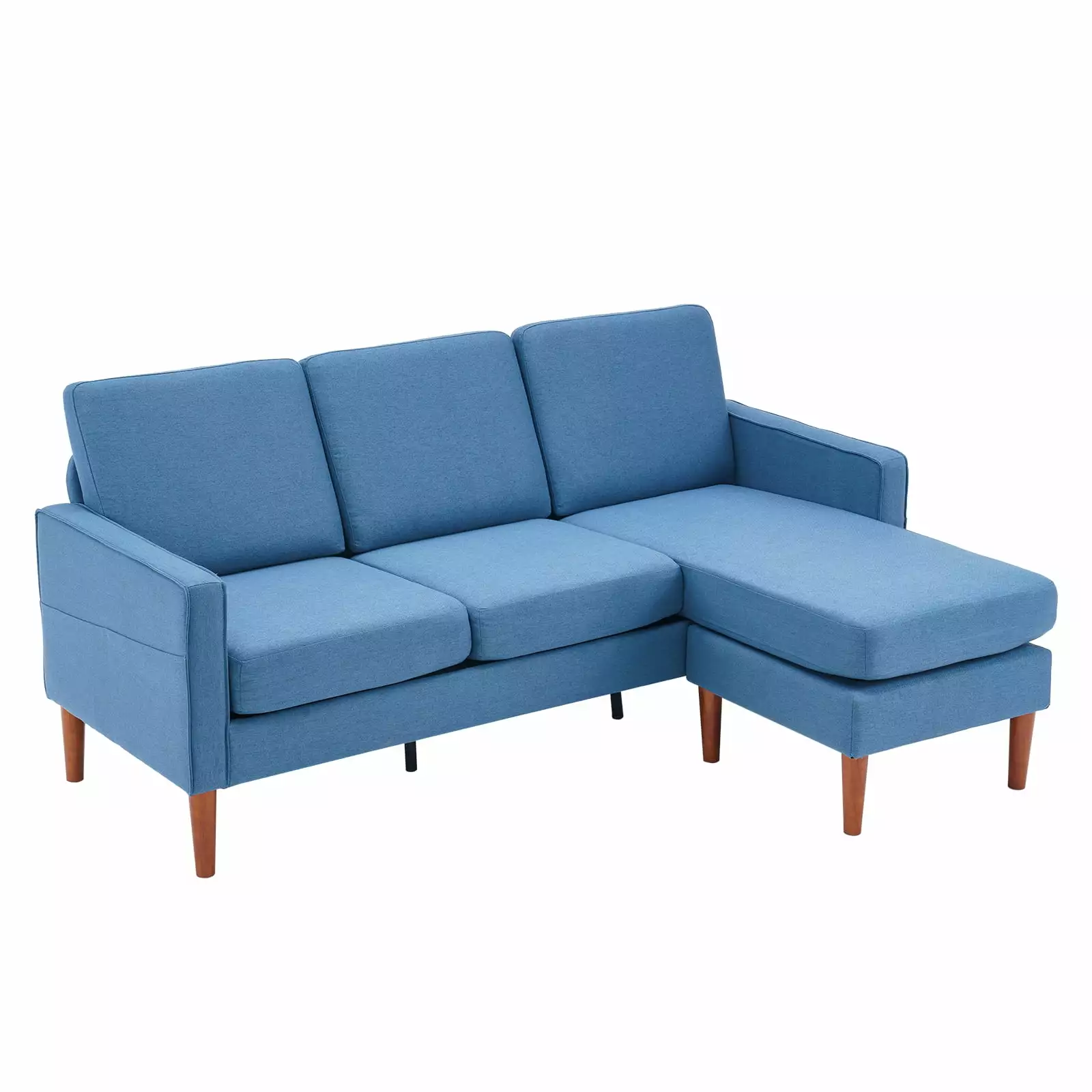 182x73x73cm American Armrest 3-Seater Sofa Footstool Dark Grey Indoor Modular Living Funwill