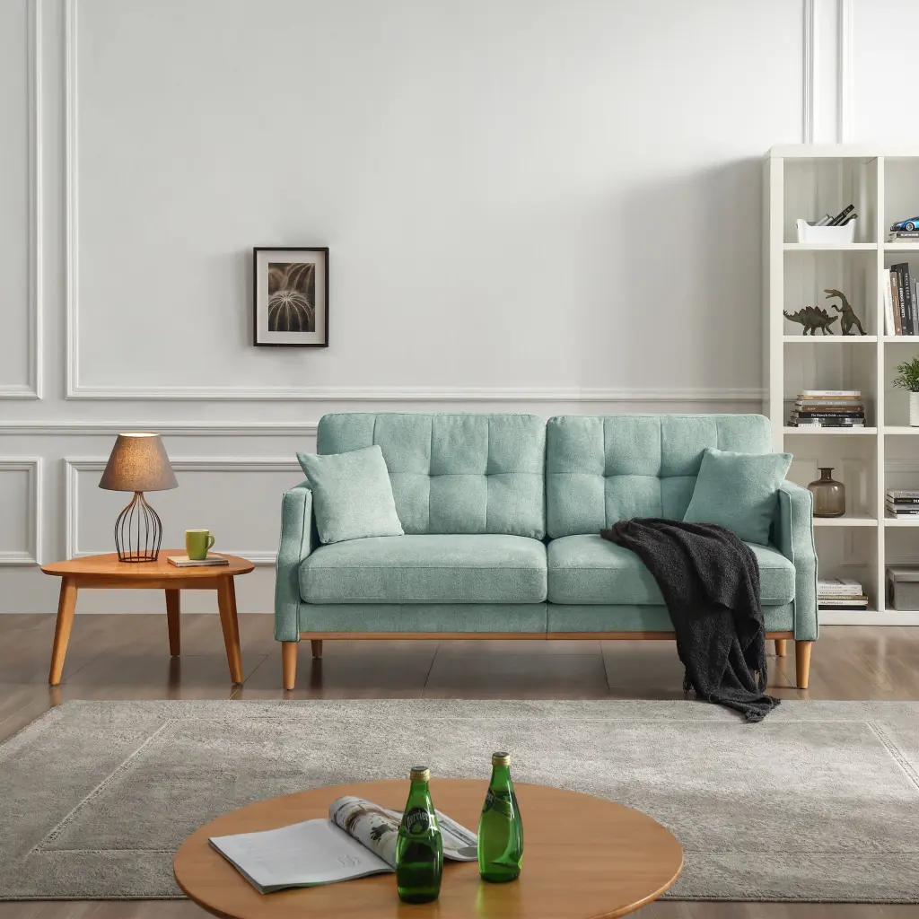 Living Space Sofa 3 Seater Waterproof Fabric USB Charge Port Blue liyasifurnitureco.-ltd.
