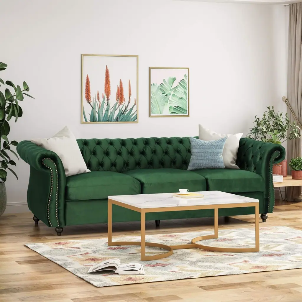 Long-lasting 3 Seater Emerald Velvet Sofa Combining Opulent Ease Comfort nh-echo