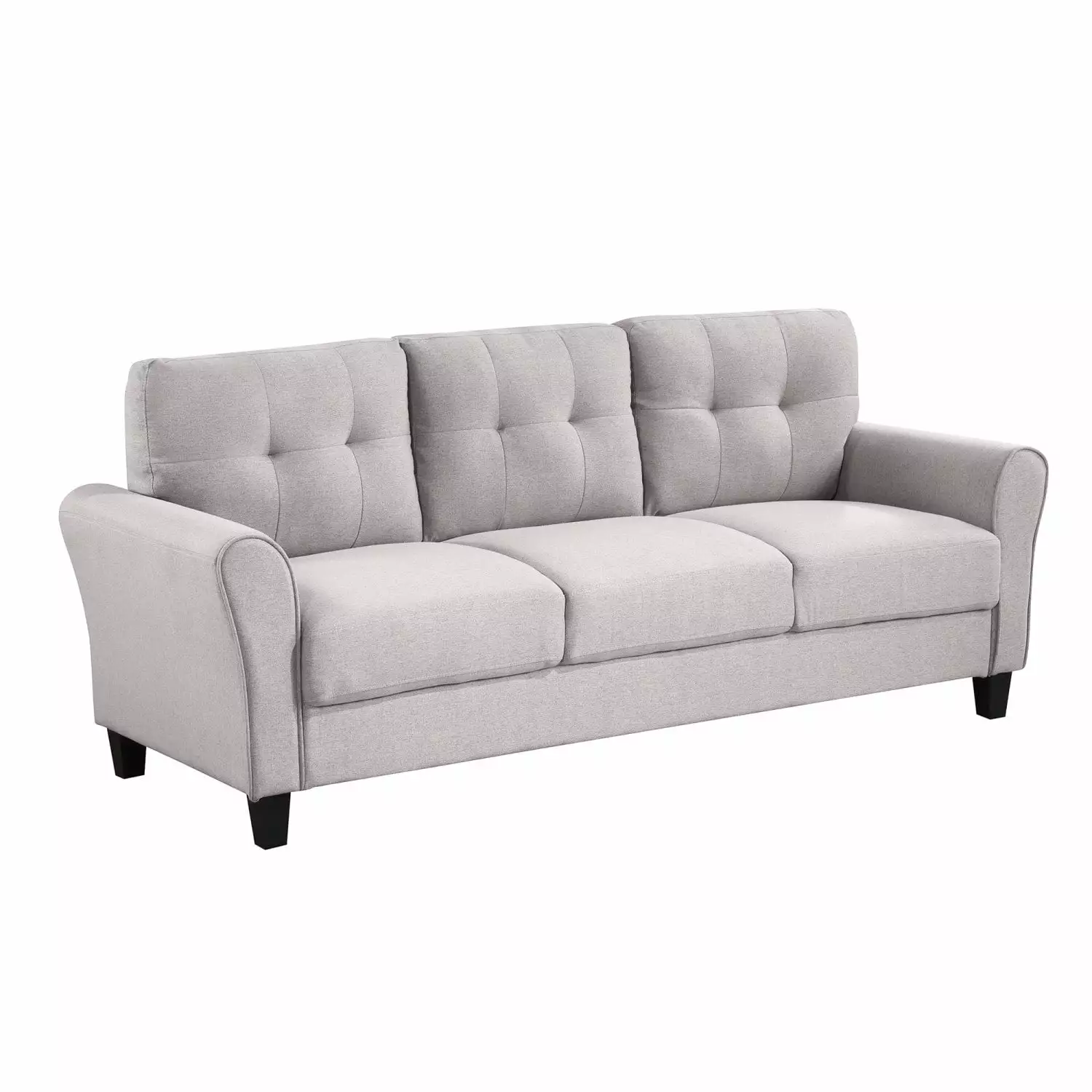 79.9-inch Modern Living Room Sofa Light Grey Linen 3-Seater High Resilience Foam Cushion and Sturdy Wood Frame Ponnky