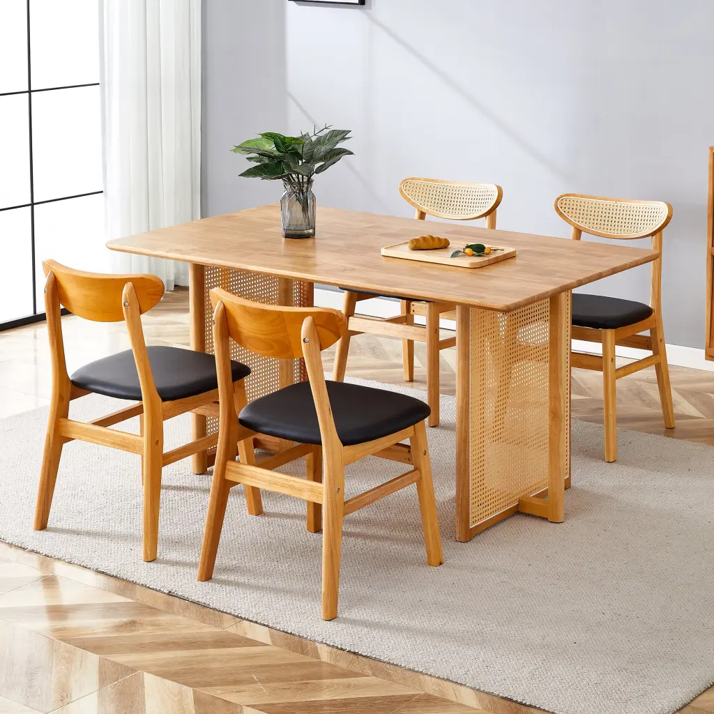 Ancient Style Solid Wood Dining Table And Chair Set Imitation Antique Finish droom w-1151