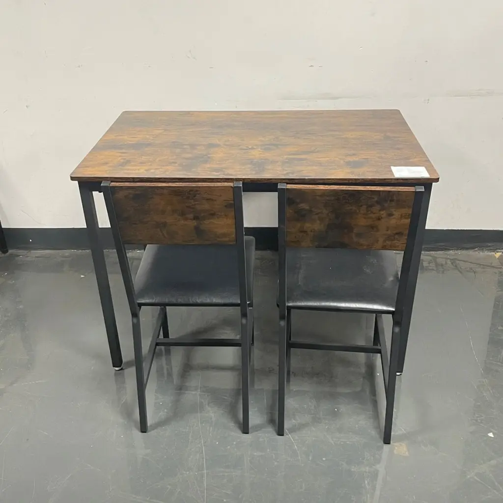 Dining Set 5 Kitchen Table 4 Upholstered Chairs Rustic Brown Finish jhx