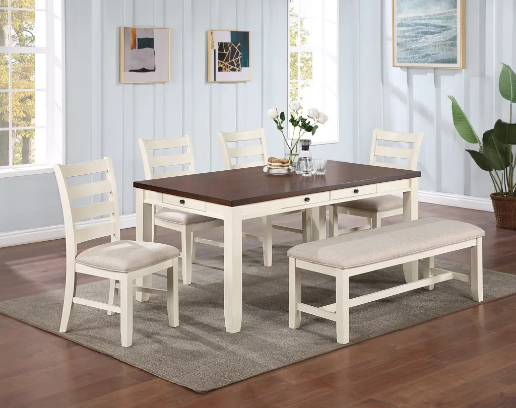 Premium 6 Piece Dining Room Set Table Drawer and Chairs Elegant Design kanepe