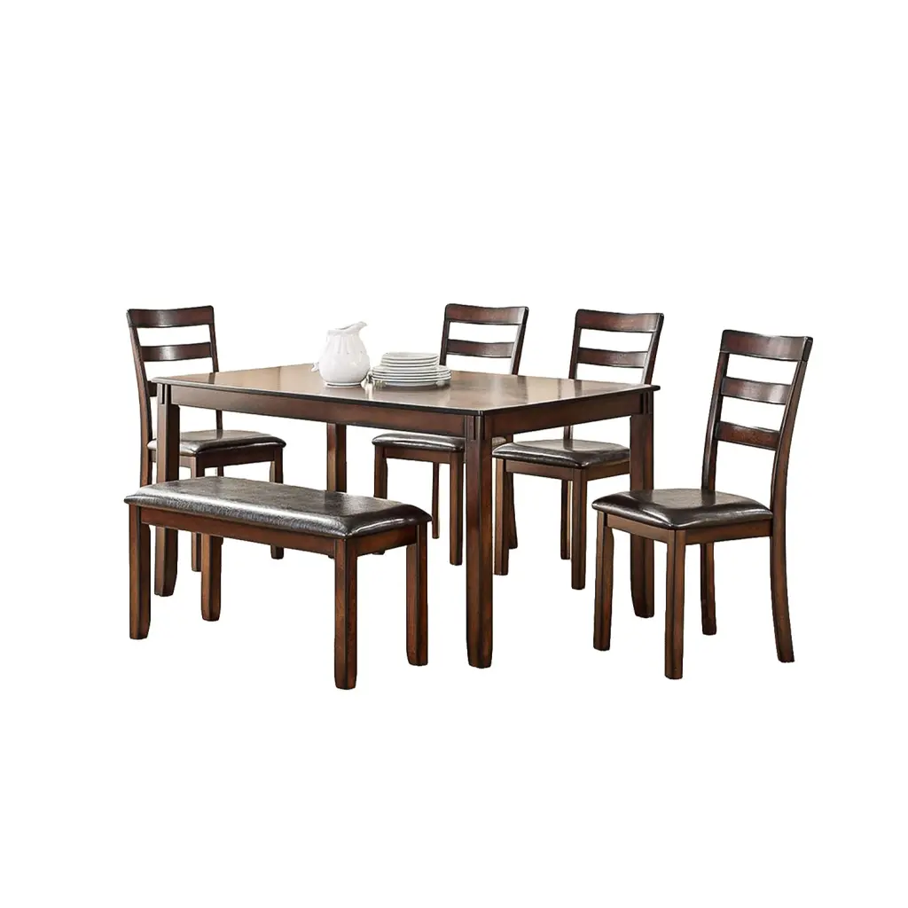 Modern 6 Piece Dining Set Brown Ladder Back Dining Room Timeless Design simple relax
