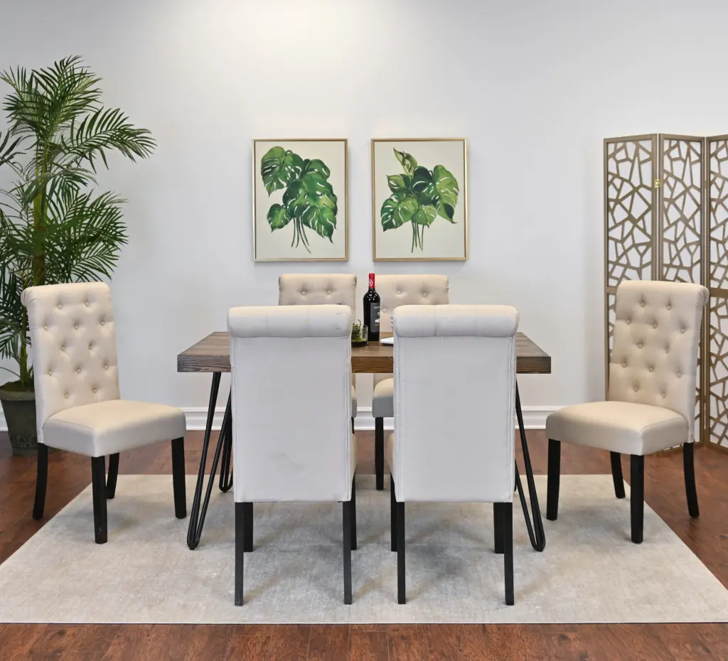Ashford 7 Piece Dining Set Hairpin Table 6 Chairs 4 Colors hz
