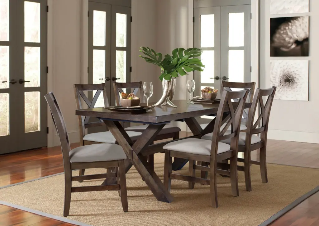 Astoria 7 Piece Dining Set Dark Brown Wood steve silver furniture