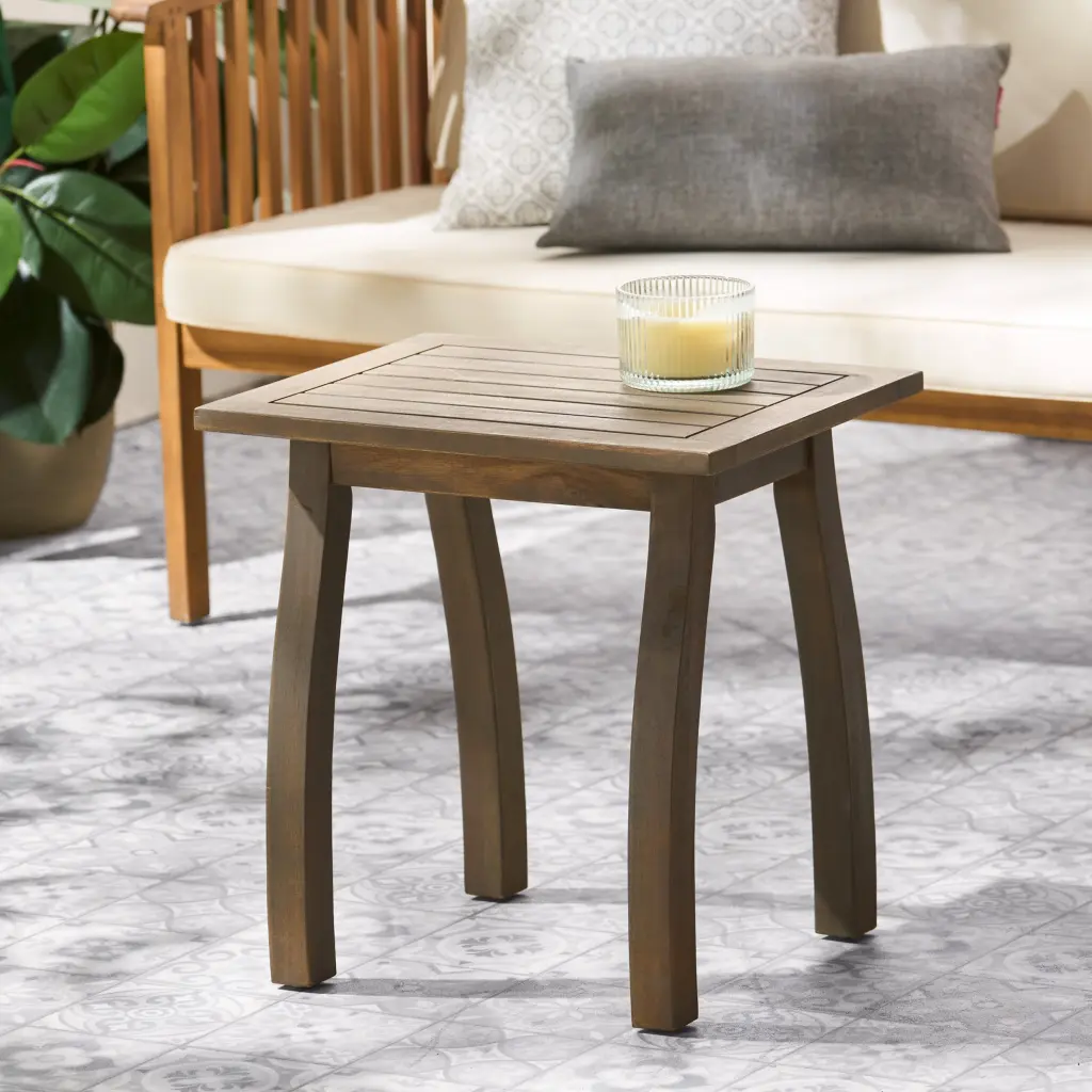 Selma End Table Grey Acacia Wood Nightstand Side Table nh-cloudhouse