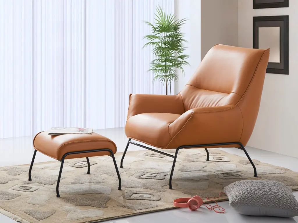 Jabel Accent Chair Sandstone Top Grain Leather Brown Leather Chair acme onsite store