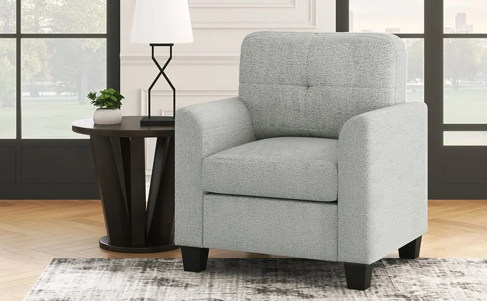 Mid Century Modern Accent Chair Comfortable Armchair Button Tufted Back And Wood Legs bed best