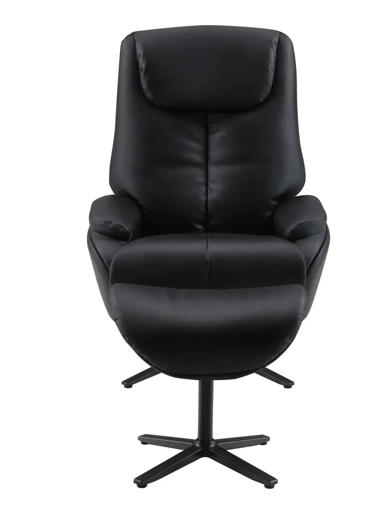 Black Motion Swivel Accent Chair Ottoman Leather furniture max