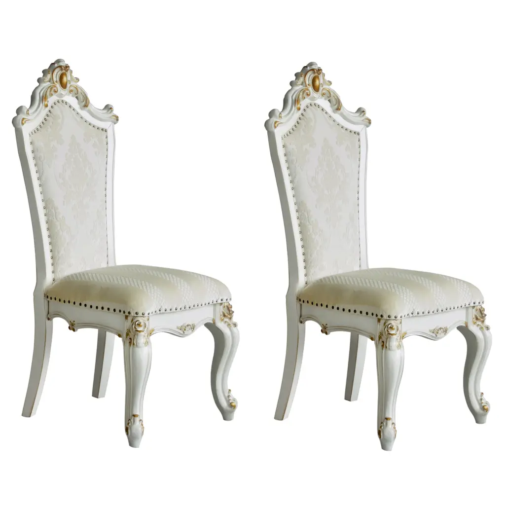 Butterscotch And Antique Pearl Side Chairs Set 2 Solid Brown White Accent Chairs furniture max