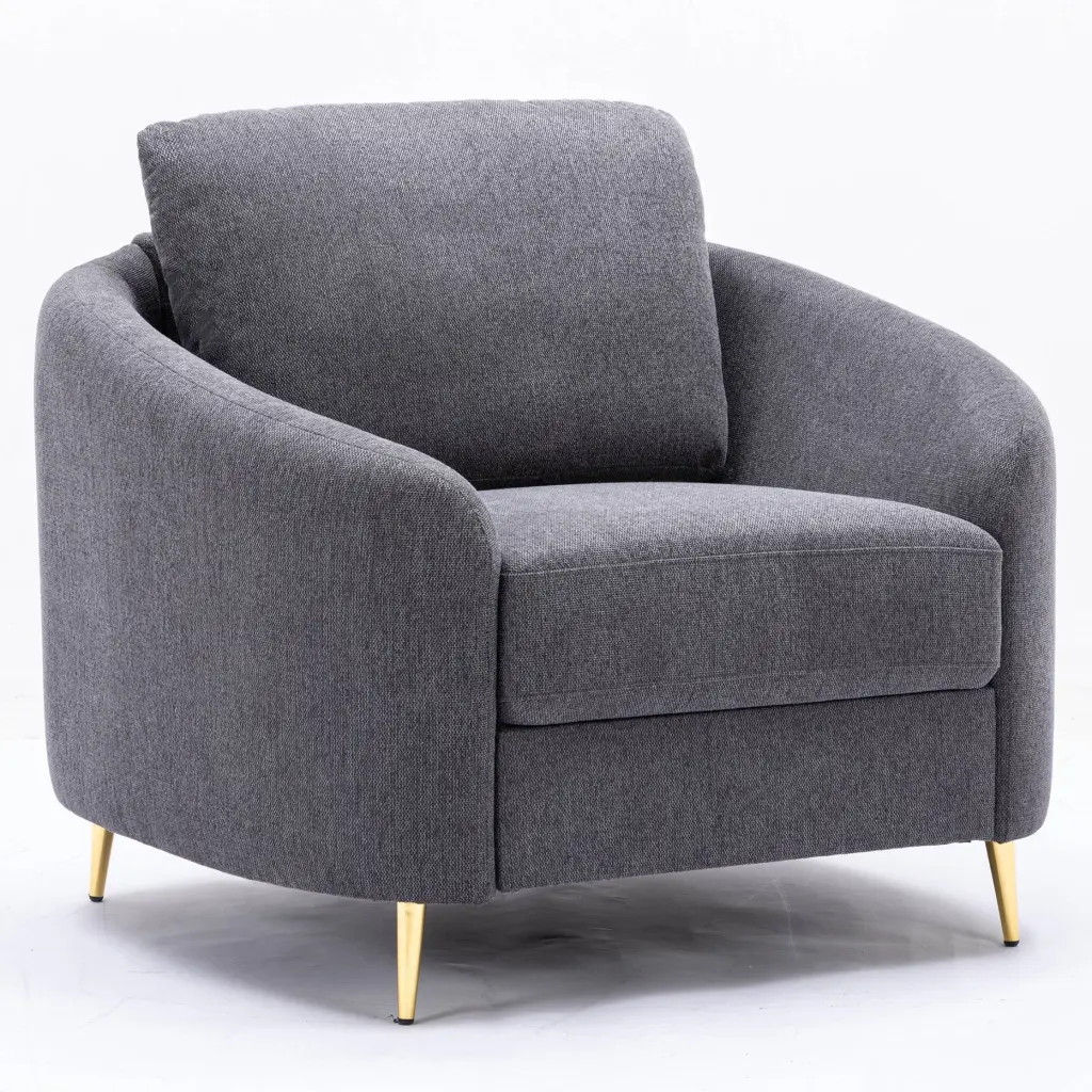 Grey Loose Back Accent Chair Gray Primary Living Space Modern Wood furniture max