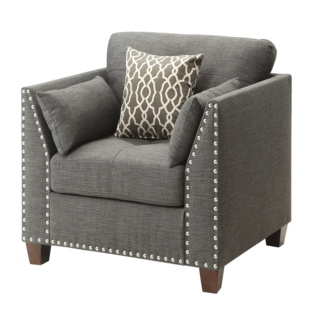 Light Charcoal Flared Arms Chair Accent Pillows Light Grey furniture max