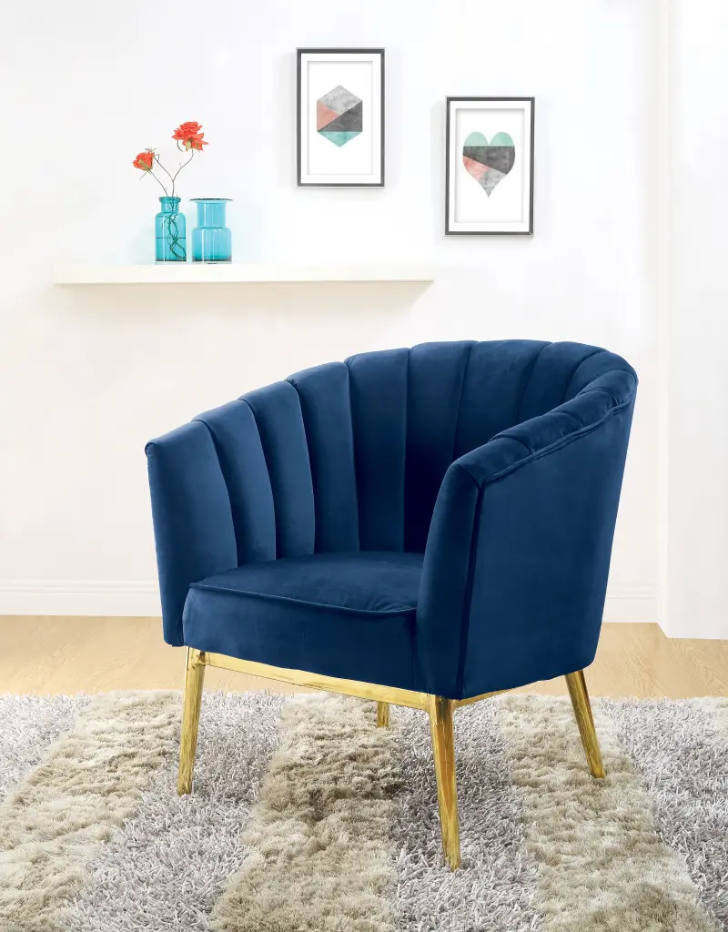 Midnight Blue And Gold Tufted Accent Chair Blue Gold Primary Living Space furniture max