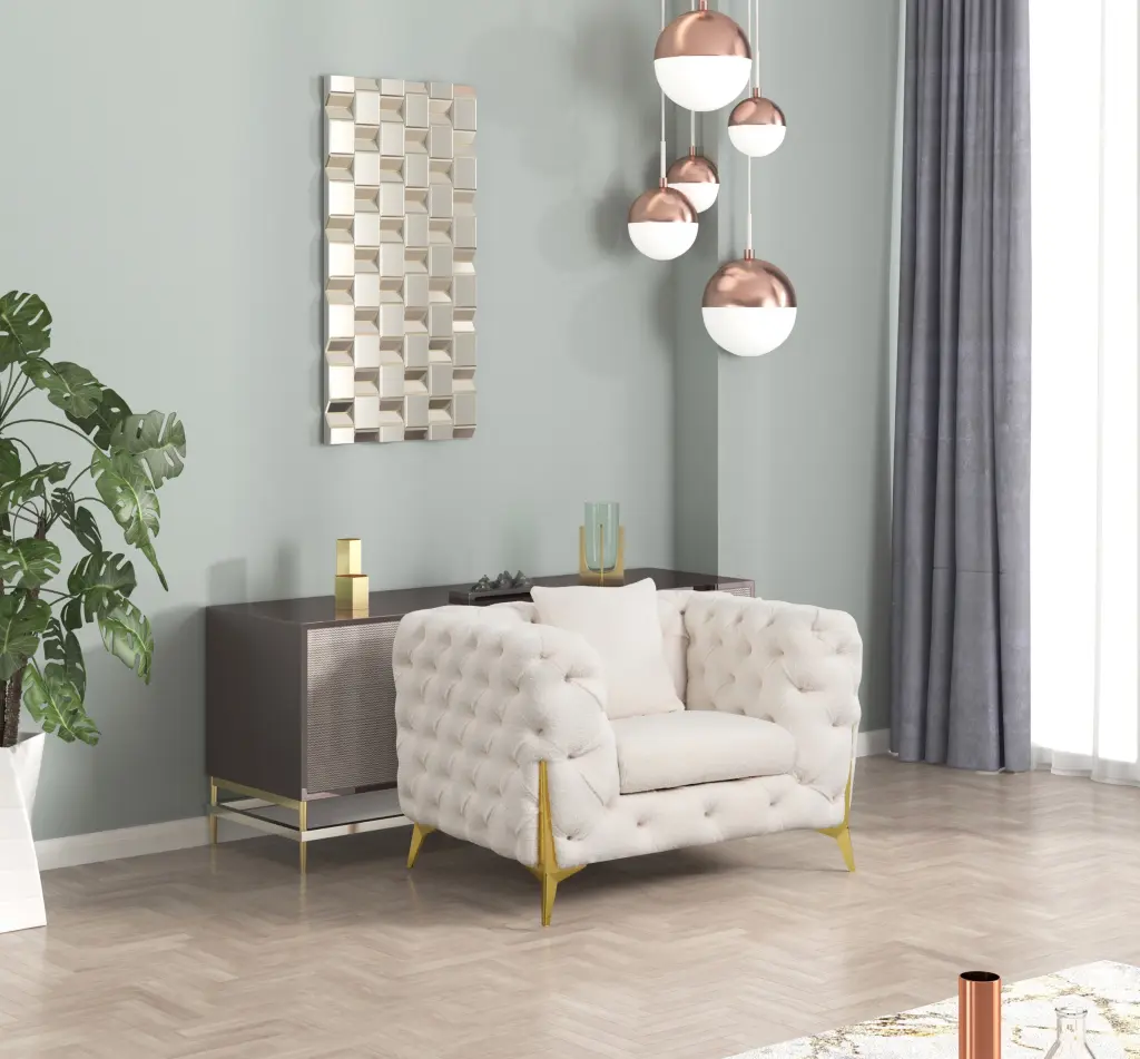 Contempo Modern Style Chair Made Wood Cream Primary Living galaxy home furnishings
