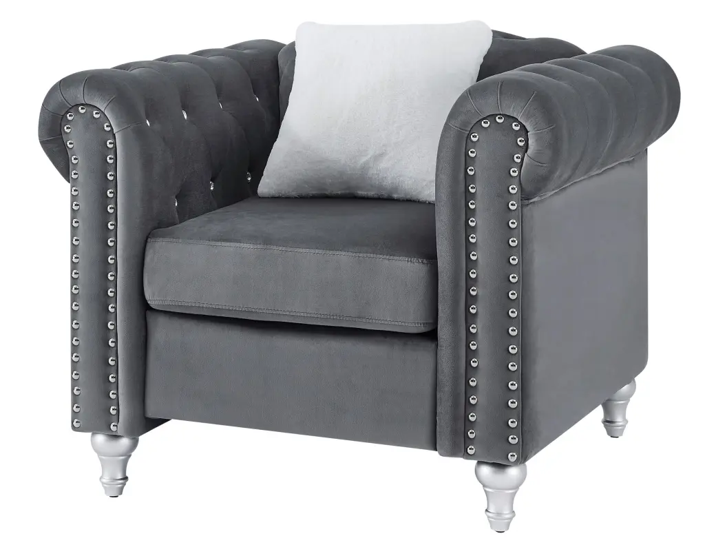 Raisa G860A Gray Foam Velvet Modern Lounge Chair glory furniture