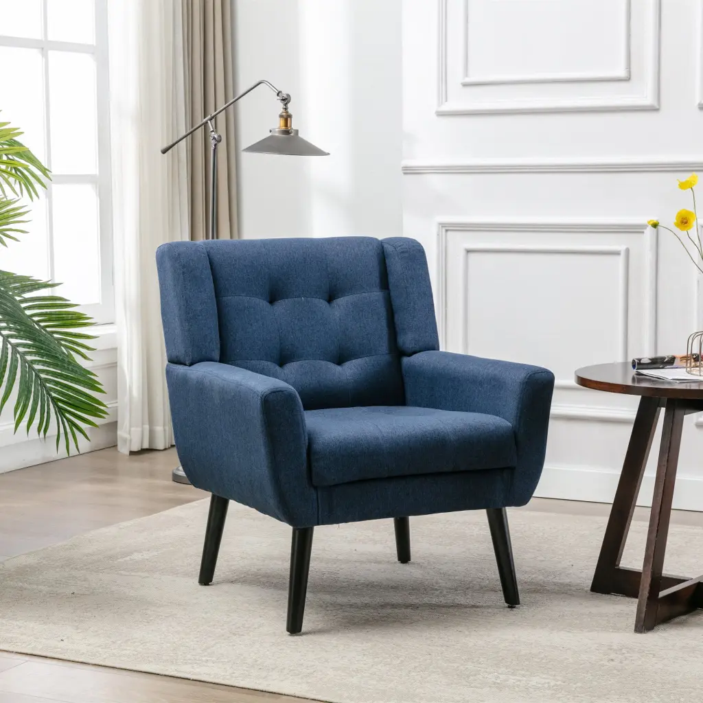 Modern Soft Linen Material Ergonomics Accent Chair Living Room Chair homemax