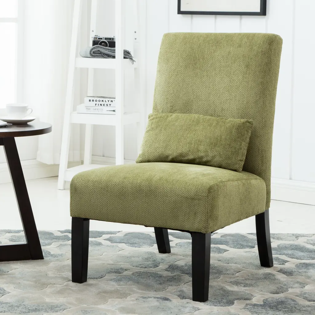 Pisano Contemporary Chenille Fabric Armless Accent Chair Pillow hz