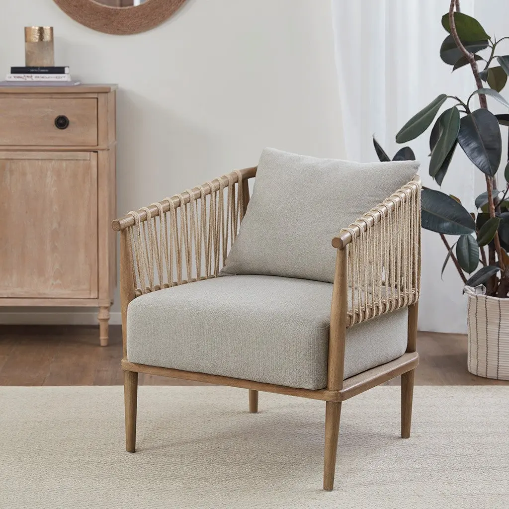 Accent Arm Chair Natural Wood Modern Living Room Furniture jla
