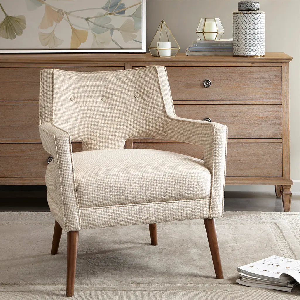 Cream Polyester Accent Chair Living Room or Bedroom Decor jla