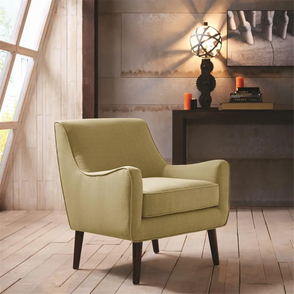 Mid Century Accent Chair Green Polyester Modern Living Room Chair jla
