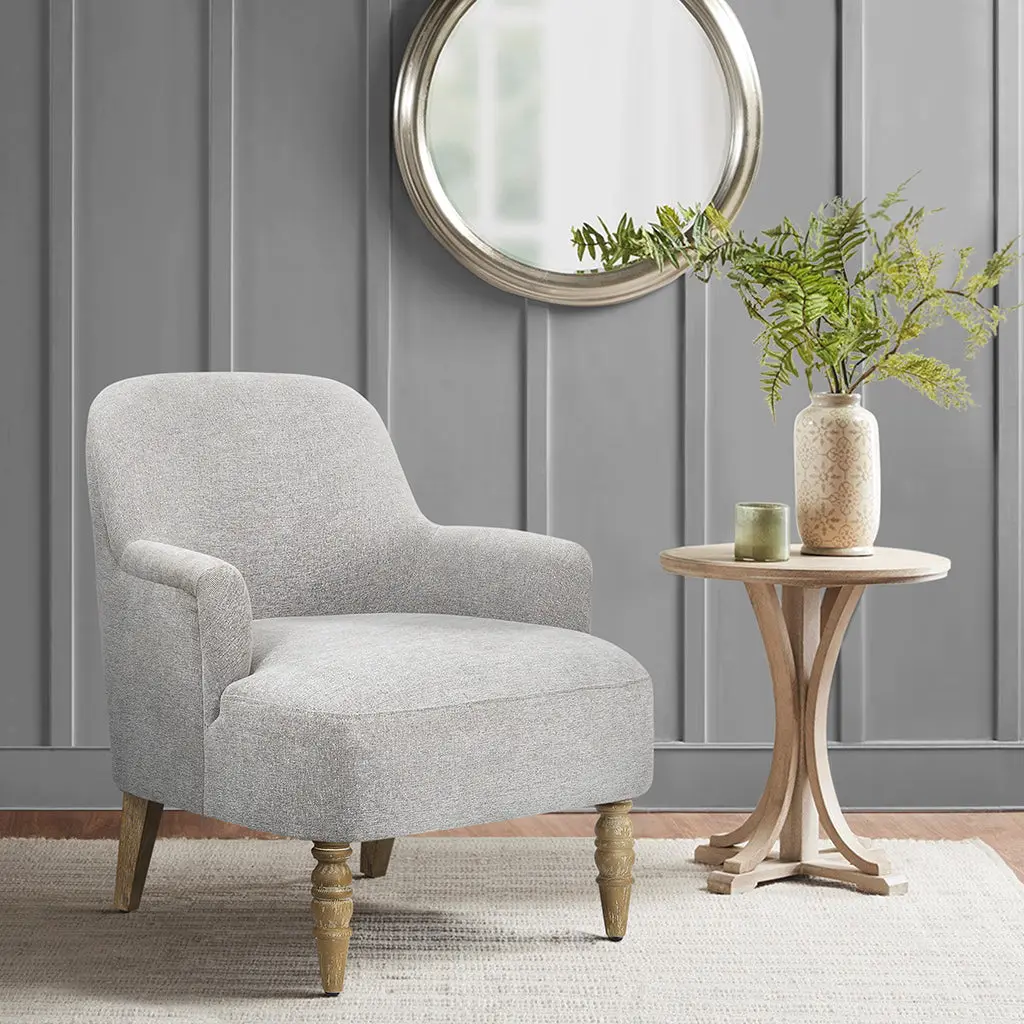 Upholstered Accent Chair Light Grey Polyester Modern Lounge Chair jla