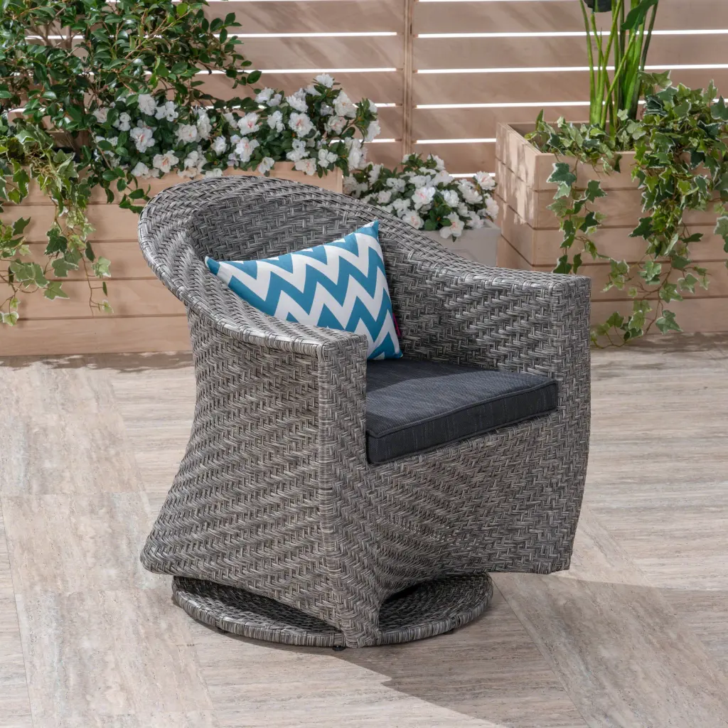 Larchmont Swivel Chair Grey Black Fabric nh-an