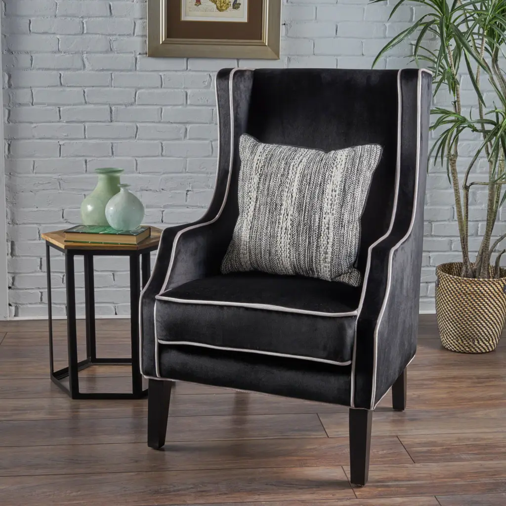 Club Chair Black Velvet Modern Upholstered Accent Chair nh-cloudhouse