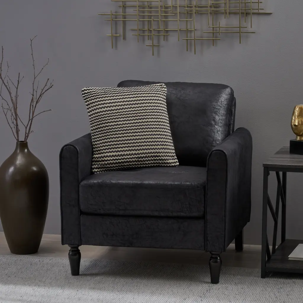 Black Microfiber Chair Single Seat nh-home living