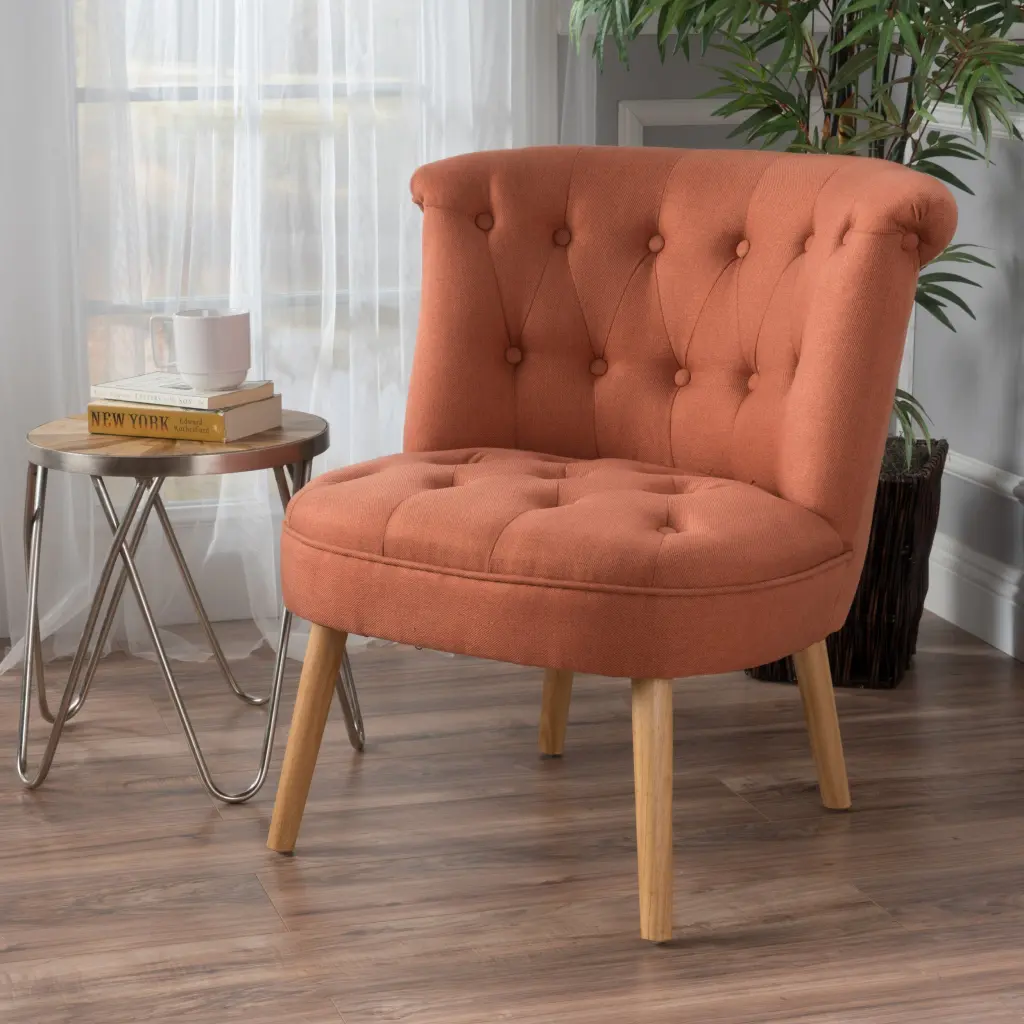 Bordeaux Tuft Chair Orange Fabric Accent Chair nh-perfect home