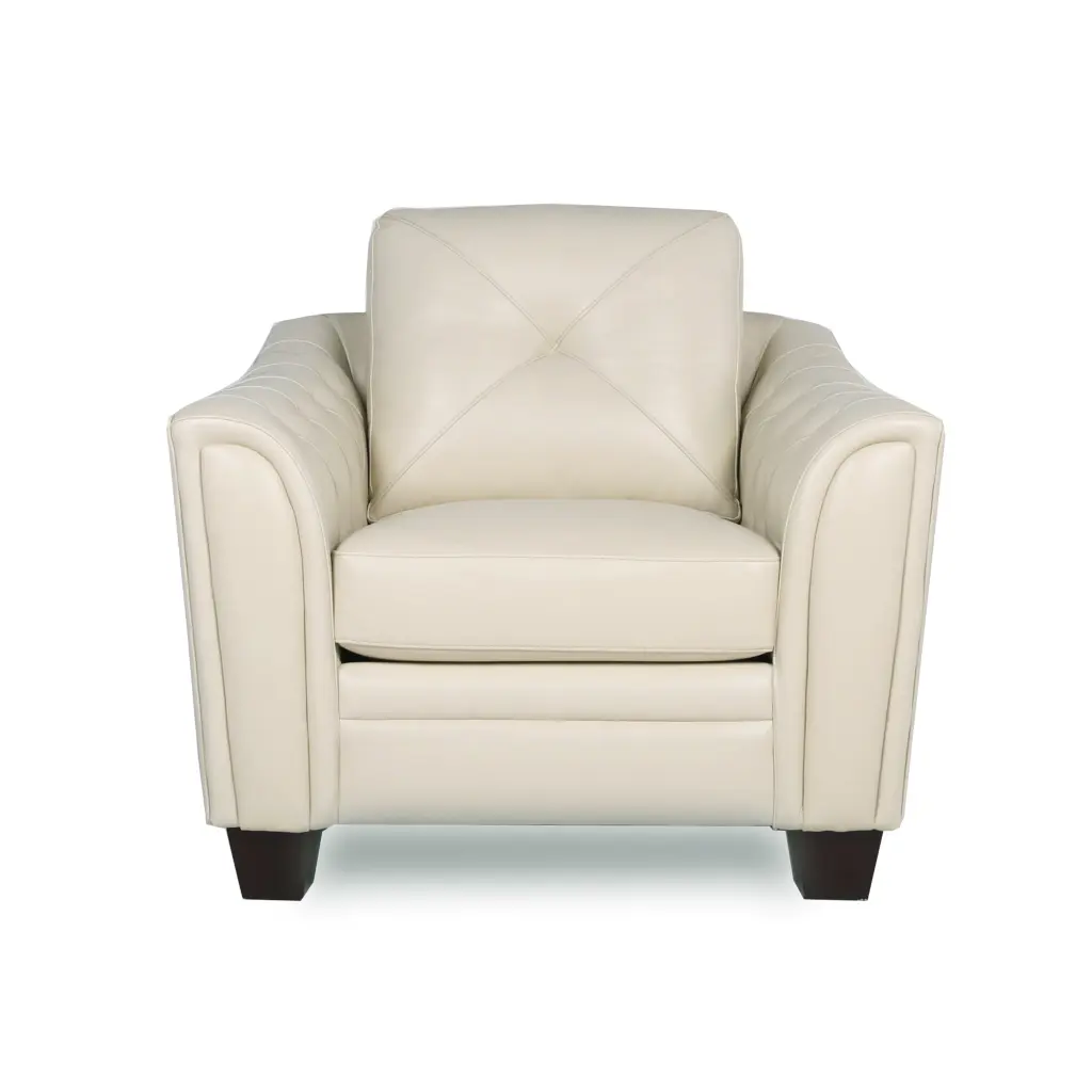 Modern Tufted Leather Chair Ivory Leather Accent Chair prime leather co.