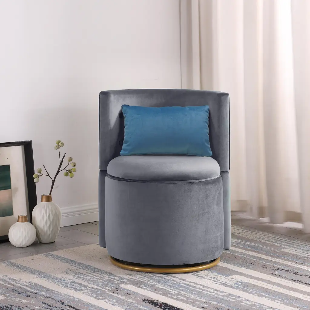 360 Swivel Accent Chair Storage Function, And Velvet Pillow, Velv relax down
