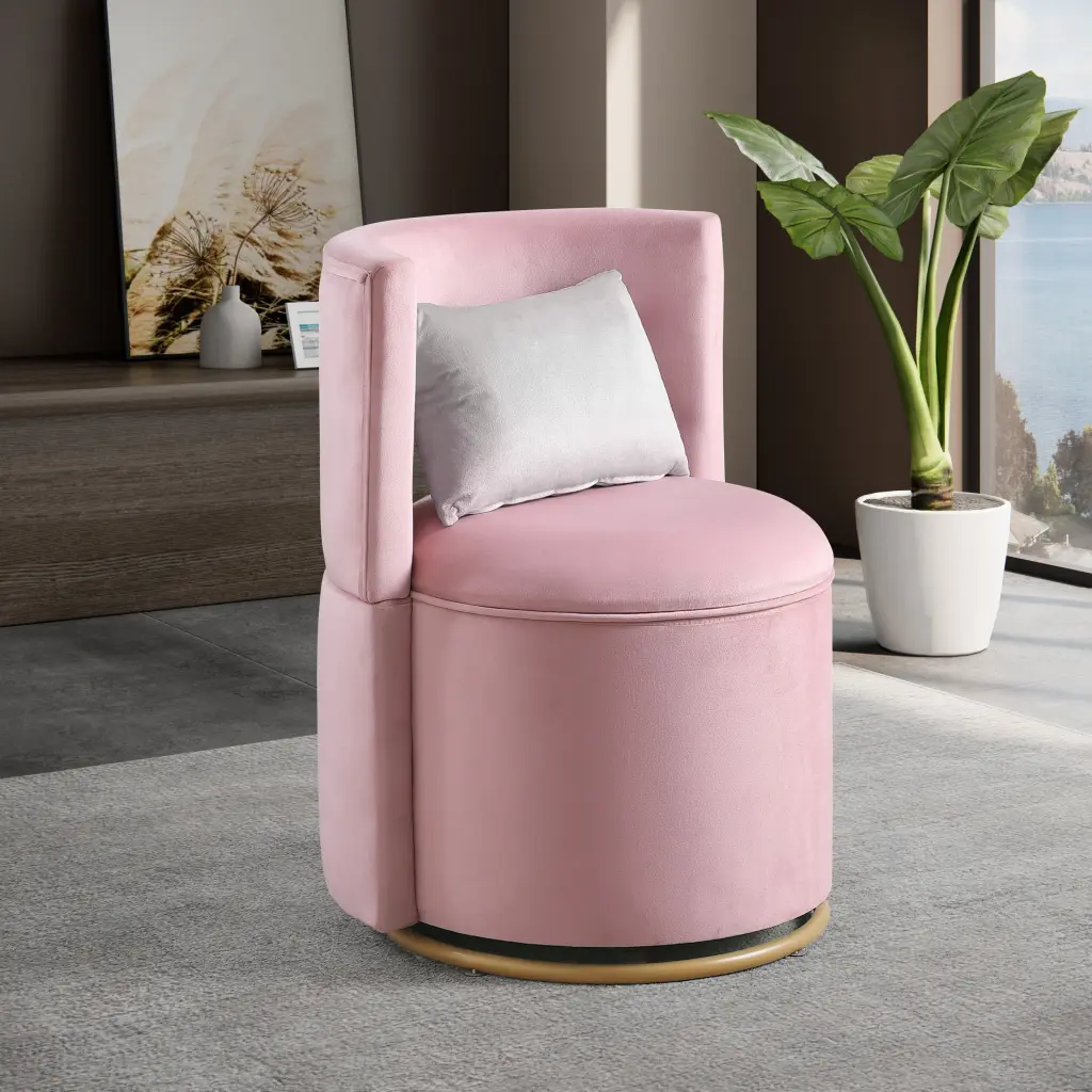 360 Swivel Accent Chair Storage Velvet Upholstered Curved Design relax down