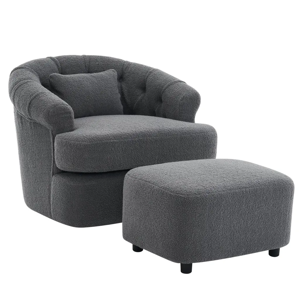 Modern Premium Velvet Swivel Accent Chair Ottoman Included rnb