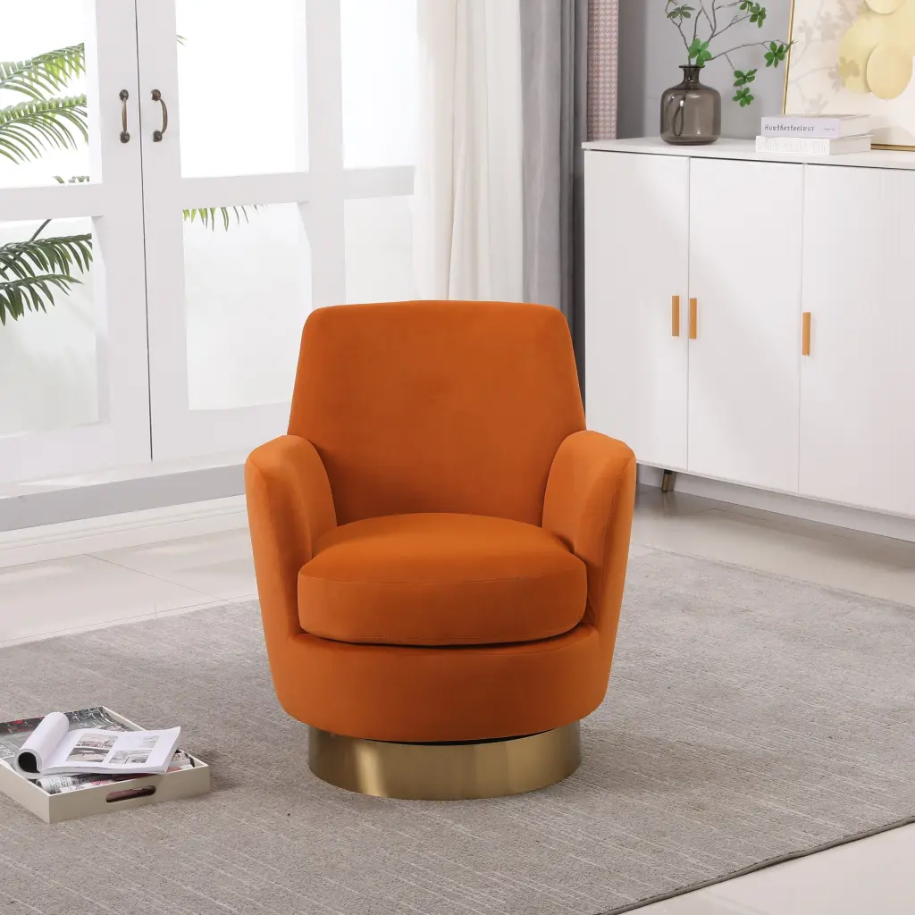 Velvet Swivel Barrel Chair Swivel Accent Armchair Living Room Comfort rnb