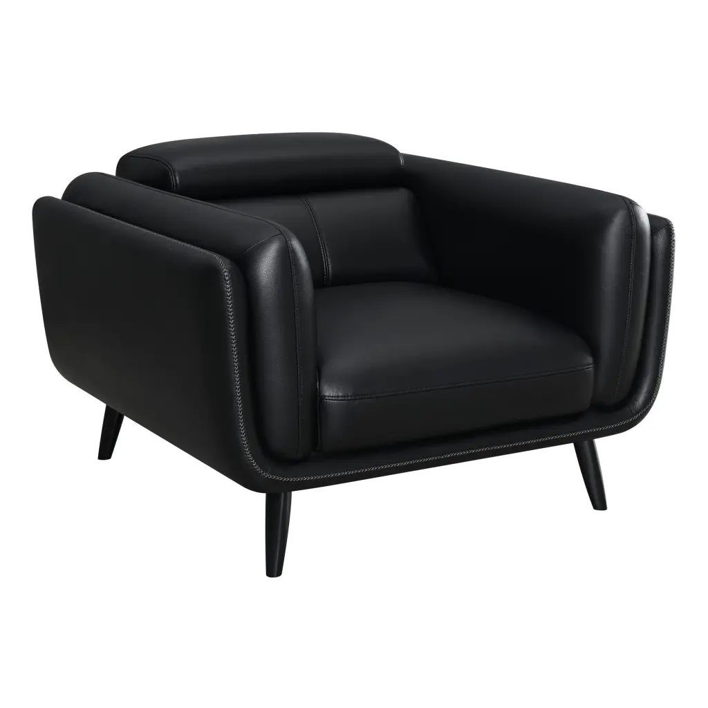 41 Inch Tuxedo Style Accent Chair Double Monitor Arms Black Faux Leather royal hampton