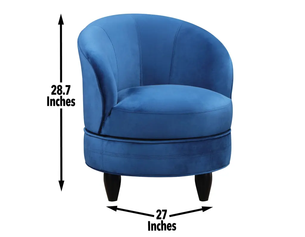 Sophia Swivel Chair Velvet Blue Upholstered Wood Base steve silver furniture