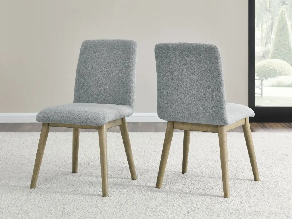 Vida Polyester Side Chair Set 2 Gray Dark Gray Wood steve silver furniture