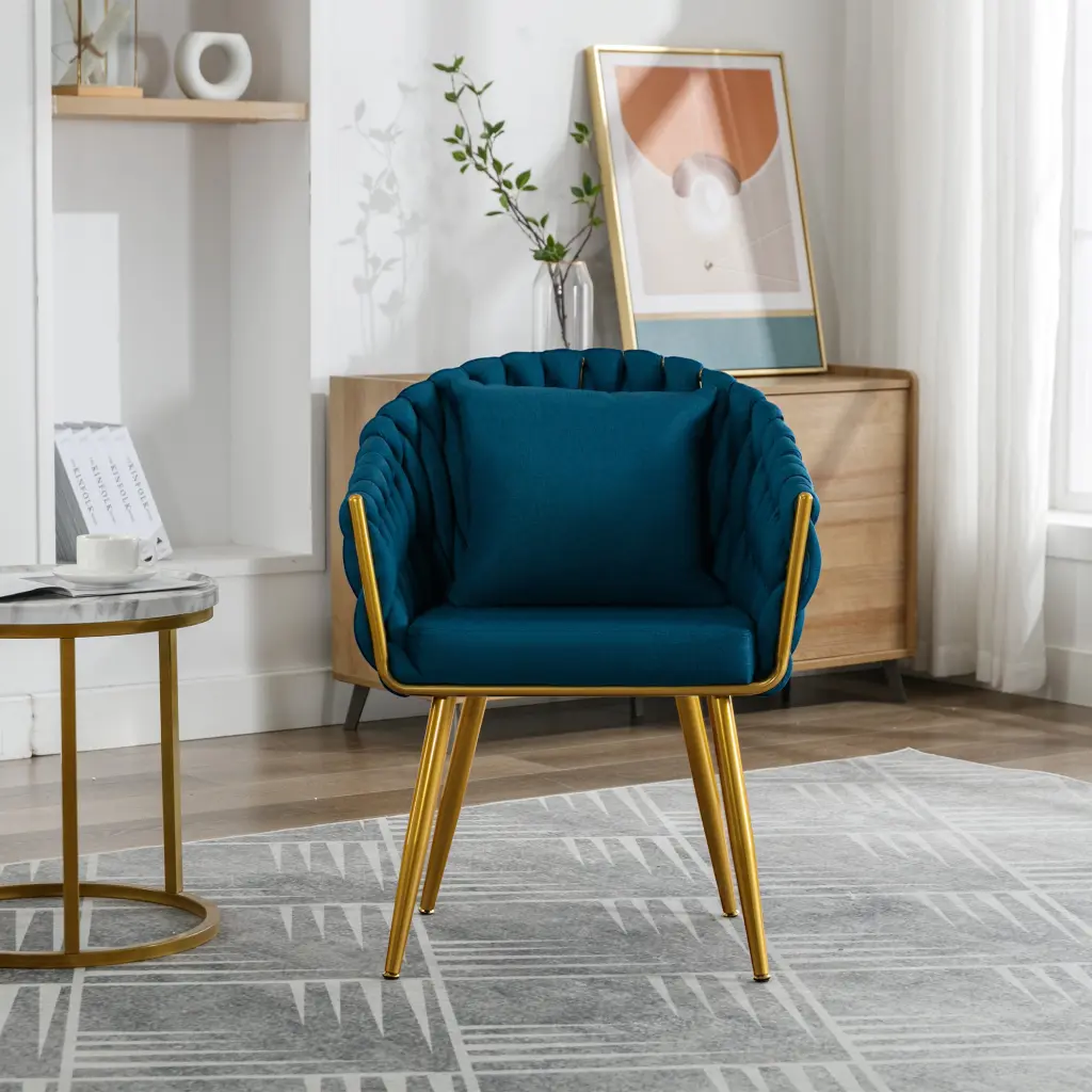 Handwoven Modern Chairs Casual Chairs Universal Foot Nails Metal Frame vanbow