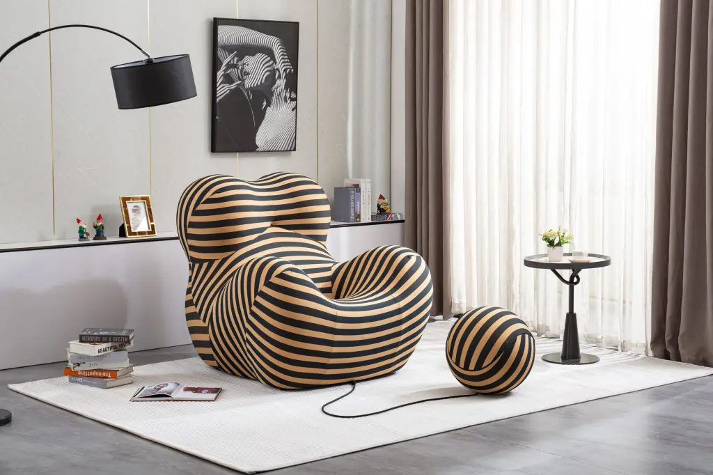 Barrel Chair Ottoman Modern Comfortable Stripe Chair Living Room w1241 artisan furniture