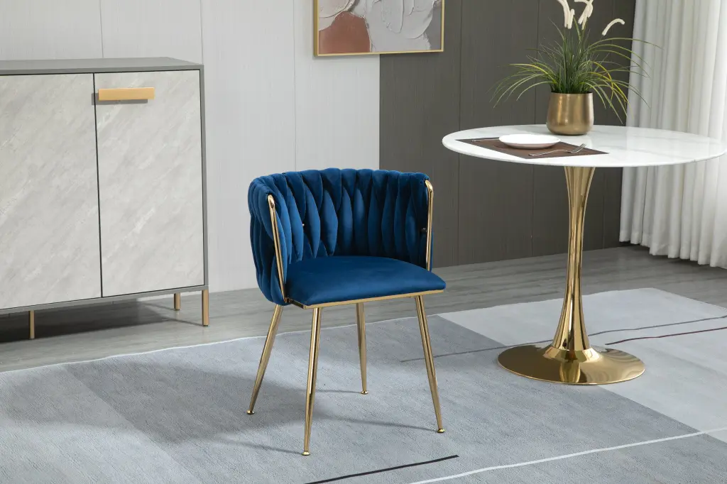 Coolmore Leisuredining Chairs Accent Chair 1Pc Set Navy Metal w1539 coolmore