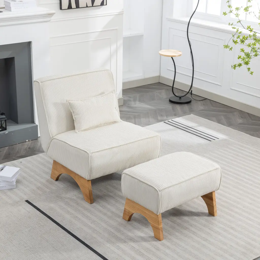 29.13 Inch Wide Accent Chair Ottoman Lounge Armless Upholstered Chair w1852