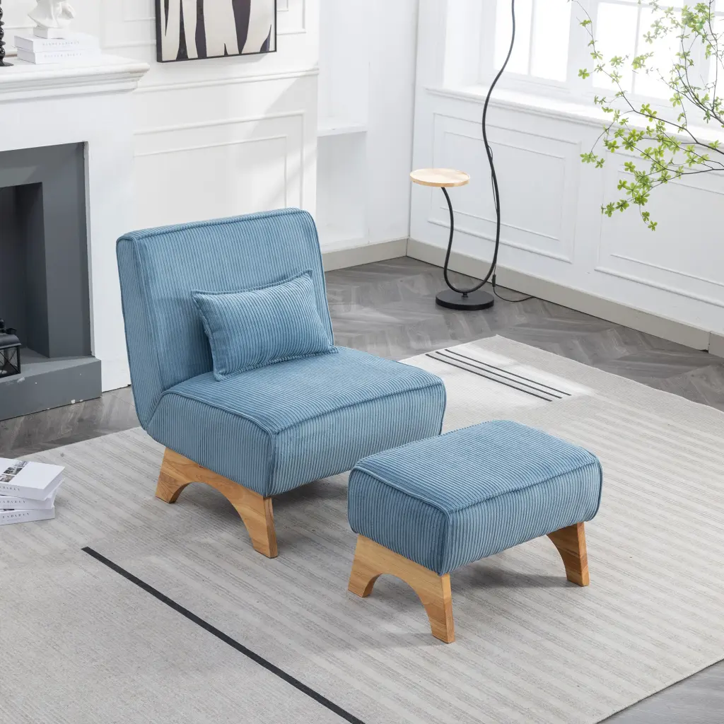29.13 Inch Wide Accent Chair Ottoman Lounge Armless Upholstered w1852